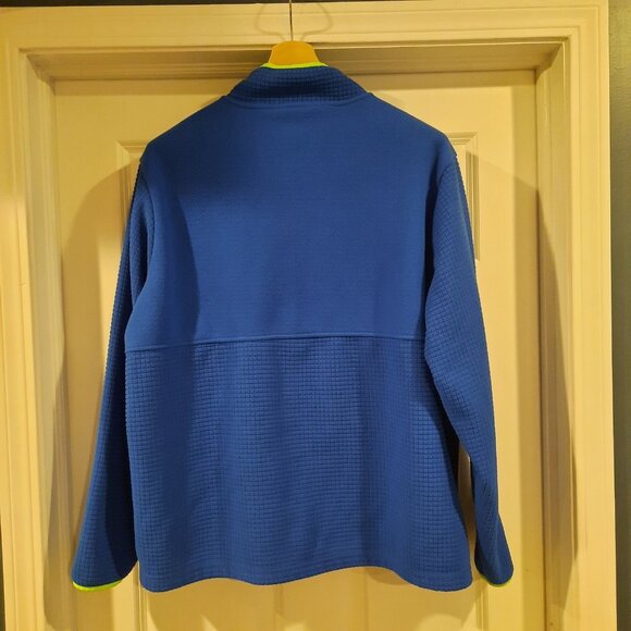 Lands End Jacket Mens XL Blue Neon Grid Fleece 1/4 Pullover Sweater Hiking‎ Ski - Picture 2 of 10
